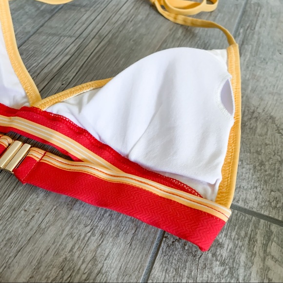 NBW MODCLOTH Red and Yellow High Waisted Swimsuit Bikini - Picture 6 of 7